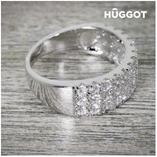 HÛGGOT KONINGIN RING VAN GEPLATEERD RHODIUM MET ZIRKONEN (16,8 mm)